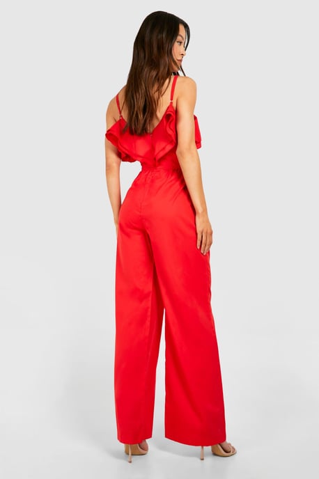 Tall Frill Wrap Wide Leg Jumpsuit