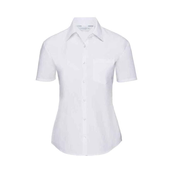 Russell Collection Womens/Ladies Poplin Short-Sleeved Shirt (White) - Image 1