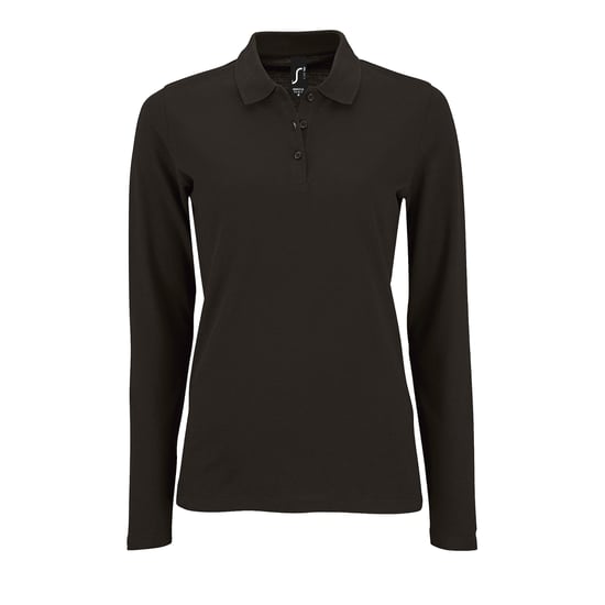 SOLS Womens/Ladies Perfect Long Sleeve Pique Polo Shirt (Black) - Image 1