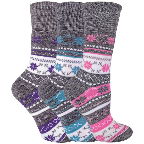 Señoras 3 Pares de grueso invierno cálido Fairisle calcetines térmicos para diabéticos - Image 1