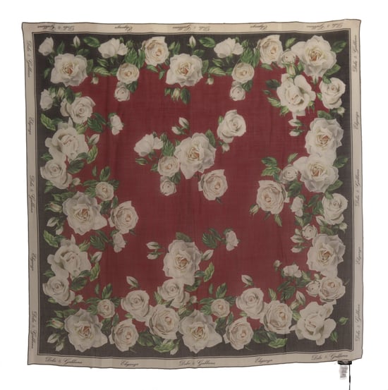 Bufanda de cachemira con estampado multicolor de rosas para mujer de Dolce & Gabbana - Image 3