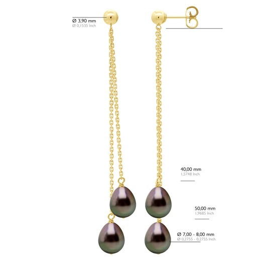Hanging Earrings - Real Cultured Tahiti Pearls Pear 7-8 mm - Image 2
