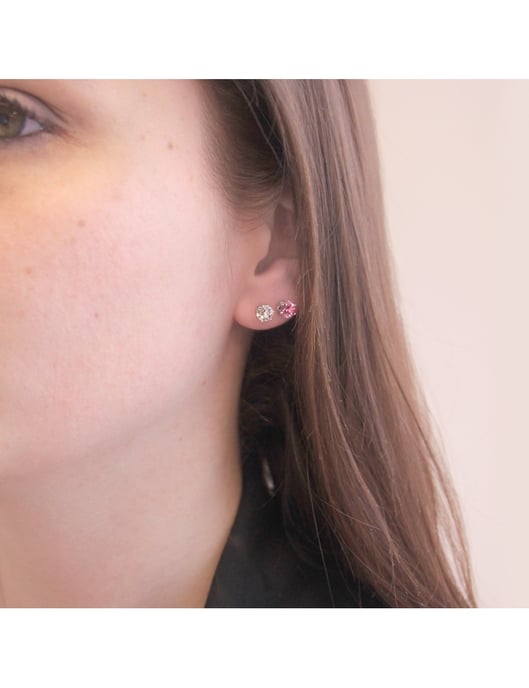 Pendientes Octubre con Piedra de Nacimiento - Plata y Rosa - Image 2