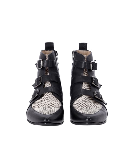 Jimmy Choo Marlin Snake Print Ankle Boots in Black Leather - Image 3