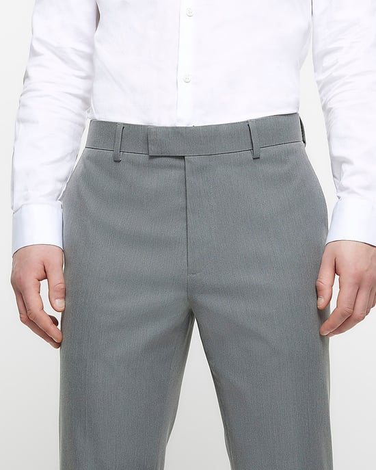 River Island Mens Suit Trousers Grey Slim Fit Twill