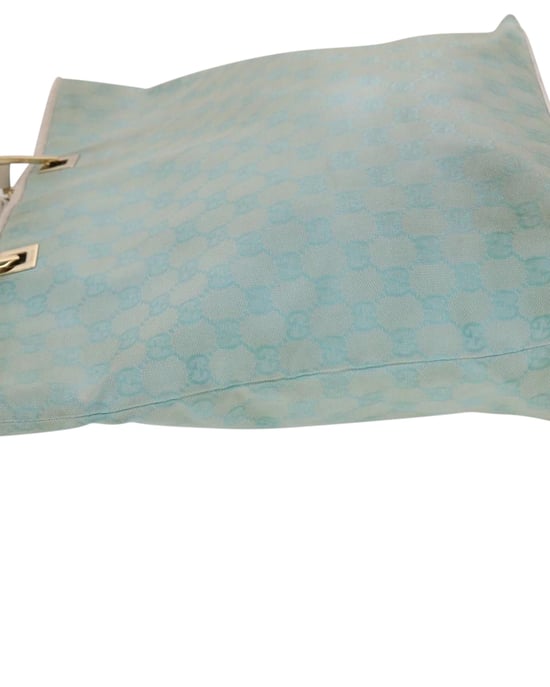 GUCCI GG Canvas Tote Bag Light Blue White Auth 50181 - Image 2