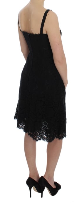 Vestido corto de encaje floral negro para mujer de Dolce & Gabbana - Image 4