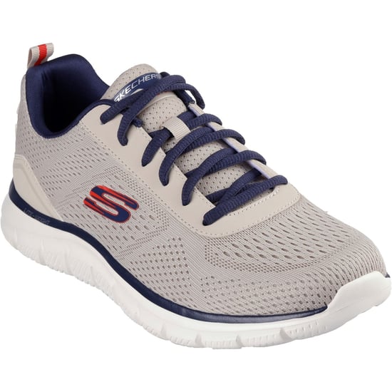 Skechers Track Leshur Polyester Men's Taupe/Navy Trainers - Image 1