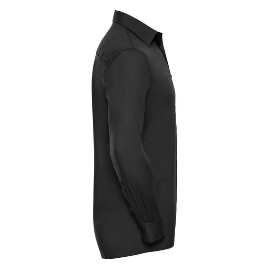 Russell Collection Mens Poplin Easy-Care Long-Sleeved Shirt (Black) - Image 3