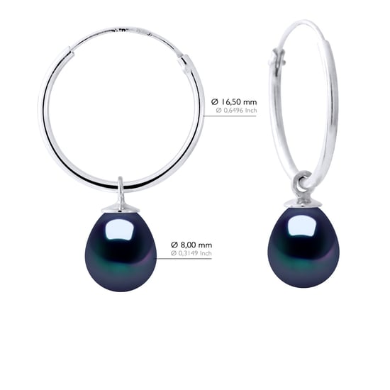 Earrings of Silver 925 Rhodium plated and Real Freshwater Pearls Pear 8-9 mm - Image 2