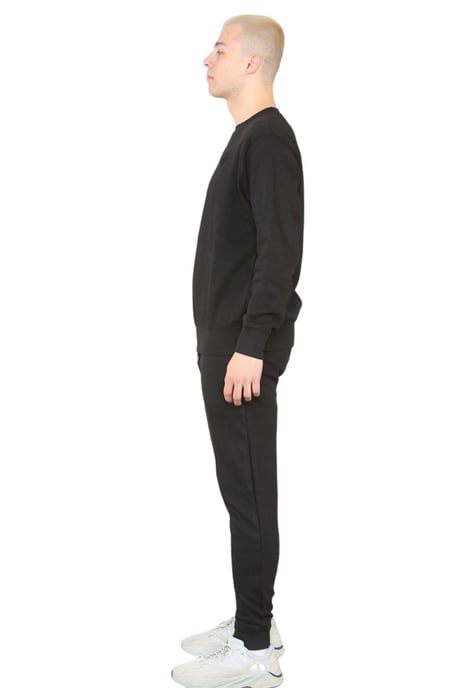 Chándal con logo bordado y cuello redondo MYT para hombre en negro - Image 3