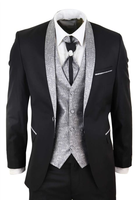 Traje de boda a medida negro de 4 piezas para hombre - Image 1