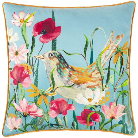 Wylder Nature Marais Bird Meadow Printed Chenille Polyester Filled Cushion
