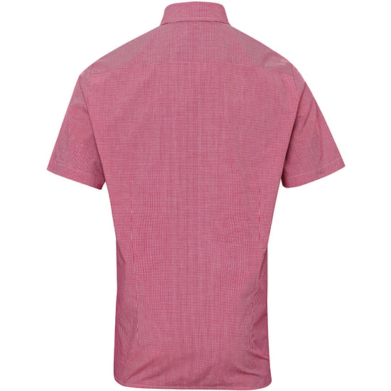 Premier Mens Gingham Short Sleeve Shirt (Red/White) - Image 2