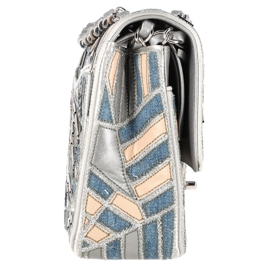 Chanel Medium Classic Patchwork Double Flap Shoulder Bag in Multicolor Denim - Image 2