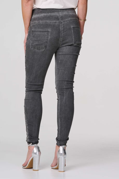 Dark Grey Plain Skinny Tie Waist Trousers