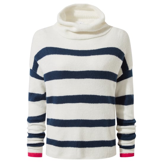 Anthea Womens Roll Neck Stripe Jumper Starry Night/Off White