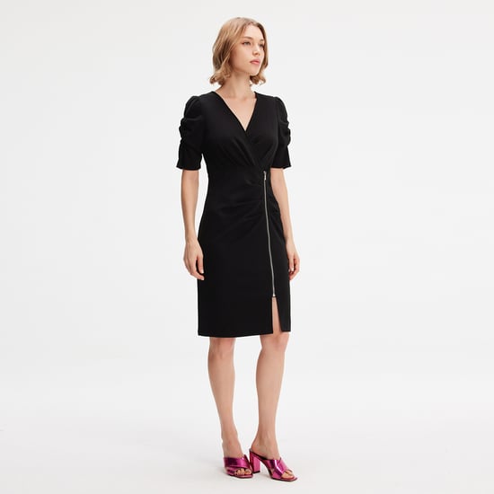 Jersey dress with zip side - Image 2