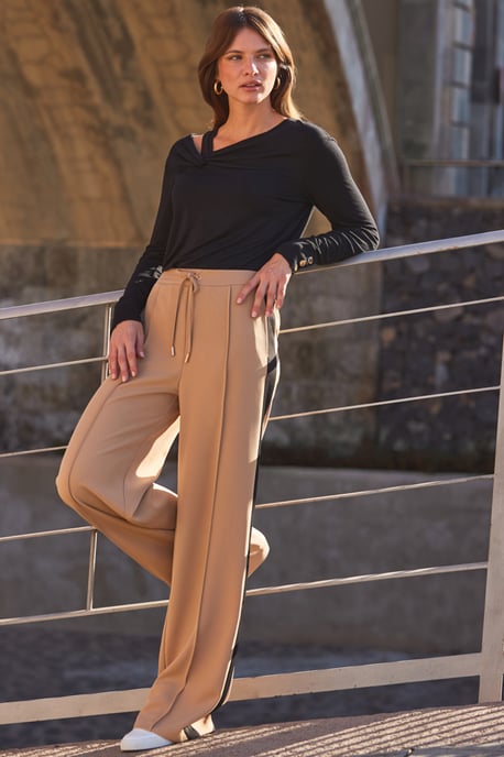 Black Asymmetric Neck Detail Jersey Top