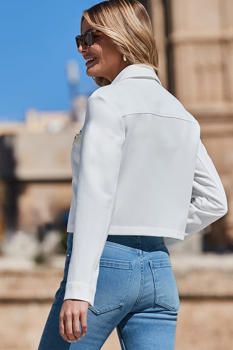 Ivory Tailored Jacket With Gold Button Detail