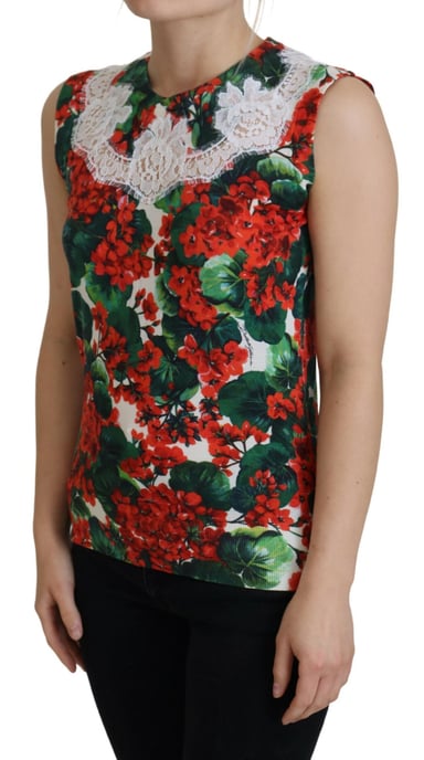 Top sin mangas de encaje de lana blanca con flores para mujer de Dolce & Gabbana - Image 2