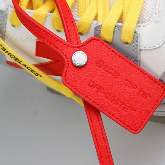 Men's Off White Out of Office Calf Leather Trainers in Grey red