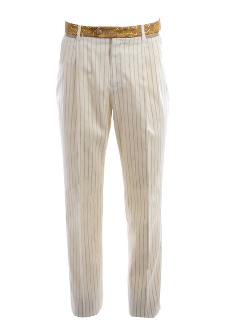 Traje a rayas con solapa y bolsillos en dorado para hombre de Dolce & Gabbana - Image 4