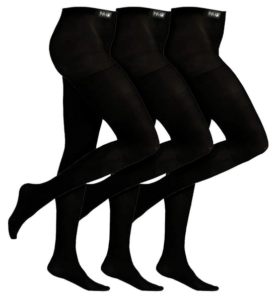 3 Pair Multipack Girls Thermal Tights for Winter | THMO | Mallas Calientes Negras Ideales para la Escuela - Negro - Image 1