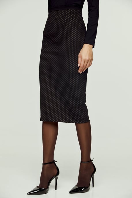 Black Print High Waist Pencil Skirt