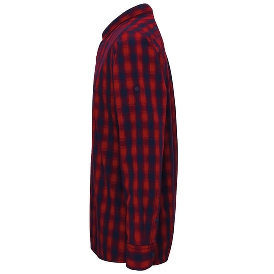 Premier Mens Mulligan Checked Cotton Long-Sleeved Shirt (Red/Navy) - Image 3