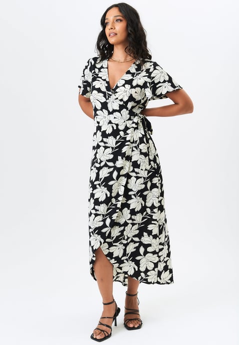 Vestido midi cruzado con estampado floral - Image 1