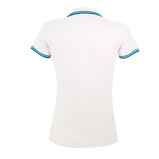 SOLS Womens/Ladies Pasadena Polo Shirt (White/Aqua) - Image 2
