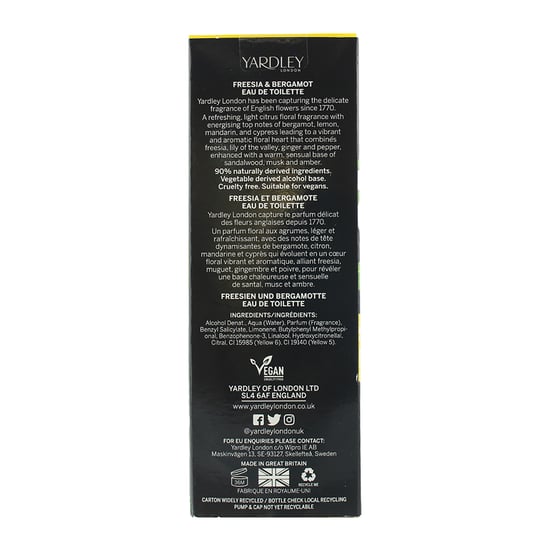 Yardley Freesia & Bergamot Eau de Toilette 125ml