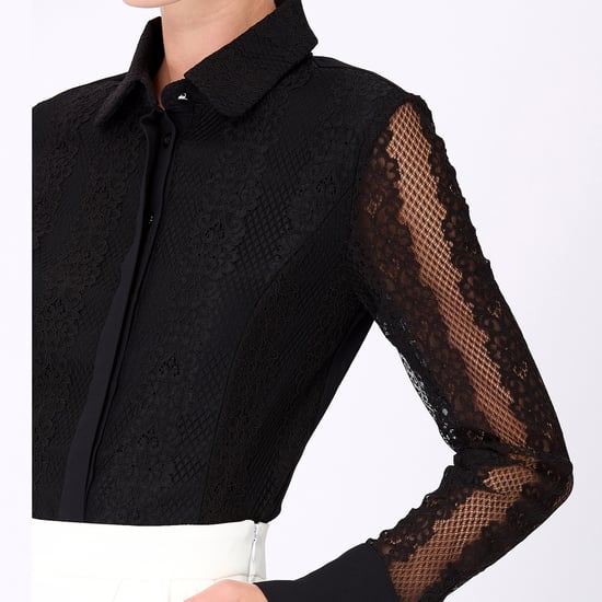 Long sleeves lace tailor shirt - Image 3