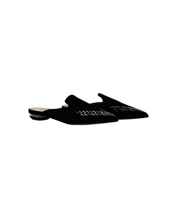 Nicholas Kirkwood Beya Flat Mules in Black Velvet - Image 3