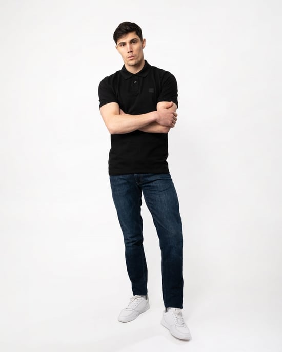 BOSS Orange Camisa Polo Slim Fit de Algodón Stretch para Hombre con Parche de Logo NOS - Image 3