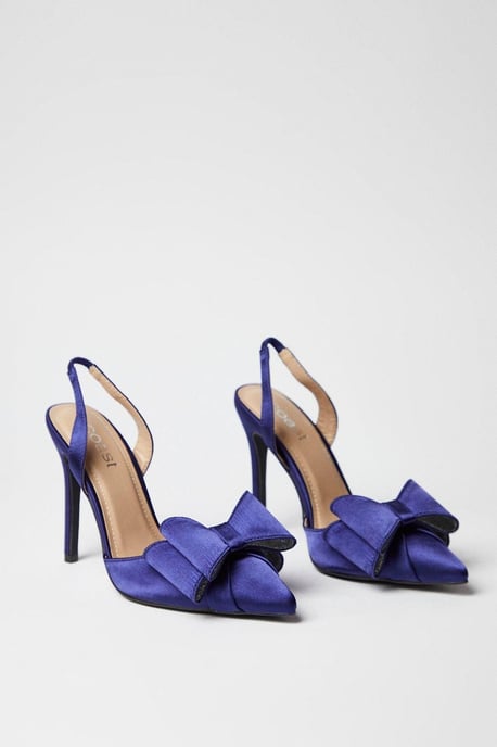Tamara Satin Bow Sling Back Stiletto Court Shoes - Image 3