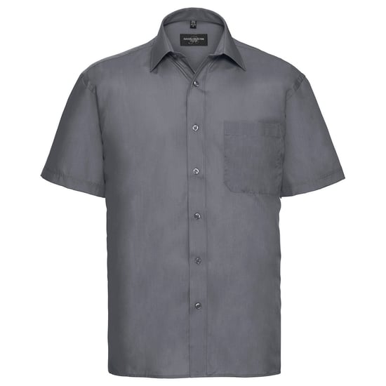 Russell Collection Mens Poplin Easy-Care Short-Sleeved Shirt (Convoy Grey) - Image 1