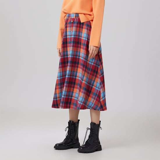Check trapeze skirt - Image 3