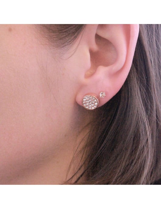 Pendientes Redondos - Oro Rosa y Cristal - Image 2
