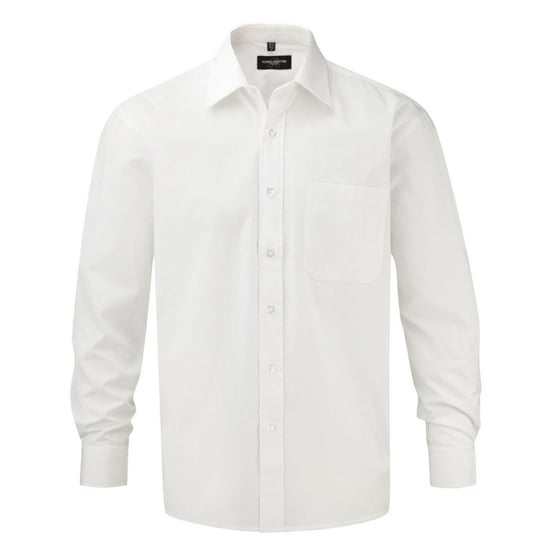 Russell Collection Mens Poplin Long-Sleeved Shirt (White) - Image 1