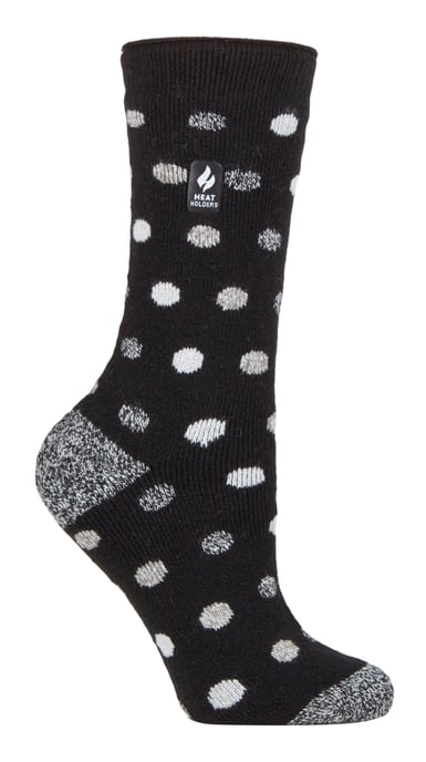 Heat Holders Lite - Calcetines Térmicos Aislantes para Mujer | Múltiples Diseños Incluyendo Rayas Argyle Corazones Estrellas | Calcetines Cálidos para Invierno - Negro/Blanco (Málaga) - Image 1