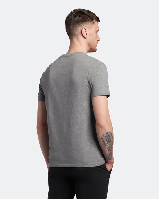 Middengrijs gemêleerd T-shirt met Lyle & Scott-logo op de borst - Image 3