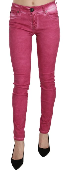 Jeans ajustados de talle medio en terciopelo rosa para mujer de Dolce & Gabbana - Image 1