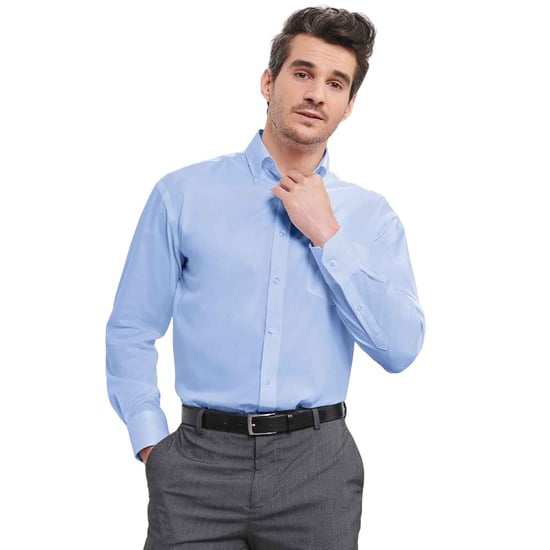 Russell Collection Mens Ultimate Long-Sleeved Formal Shirt (Bright Sky) - Image 4
