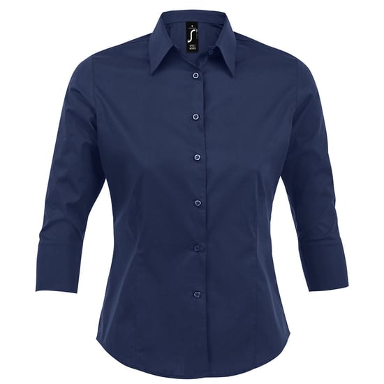 SOLS Womens/Ladies Effect 3/4 Sleeve Fitted Work Shirt (Dark Blue) - Image 1