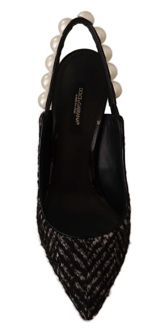 Zapatos de tacón slingback para mujer en negro, gris y perlas de Dolce & Gabbana - Image 4
