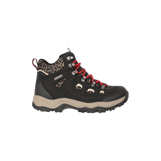 Mountain Warehouse Womens/Ladies Adventurer Leopard Print Faux Suede Waterproof Walking Boots (Black) - Image 4