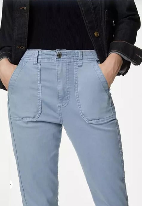 M&S Collection Ladies Cotton Blend Slim Fit Ankle Grazer Joggers Azul cielo - Image 3