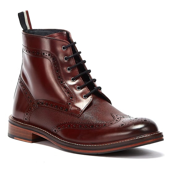 Ben Sherman Alfred Brogue Mens Burgundy Boots - Image 2